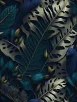 ai generativo, tropical hojas antecedentes con varios ilustración foto
