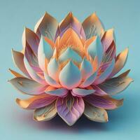 3D flowers made from ceramic with pastel colors and a touch of gold. AI Generative photo