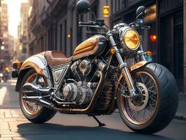 AI Generative, Conceptual design of A custom motorcycle isolated on various background photo