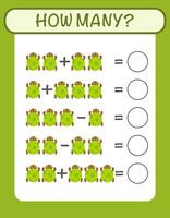 Vector preschool addition math worksheet template How many turtles are there