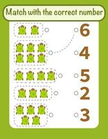 Vector count and match numbers math worksheet template Count green turtles