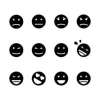 emoticon icons set over white background, silhouette style, vector illustration