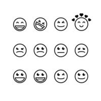 emoticon icons set over white background, line style, vector illustration