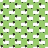 Seamless geometric pattern with sheep on light green background. Vector print for fabric background, textile