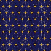 Seamless geometric pattern with golden stars on blue background. Vector print for fabric background, textile