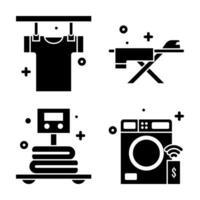 vector lavandería y Lavado íconos símbolos en glifo estilo