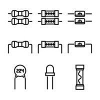 Electronic Components Line Vector Elements Icons