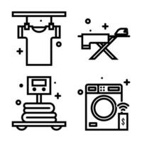 Vector Laundry and Washing Icons Symbols in Line Style