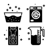 Vector Laundry and Washing Icons Symbols in Glyph Style