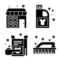 Vector Laundry and Washing Icons Symbols in Glyph Style