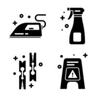 Vector Laundry and Washing Icons Symbols in Glyph Style