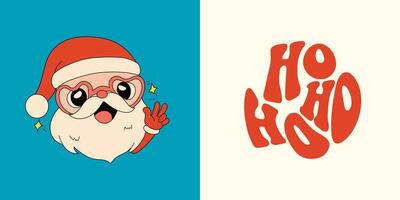 maravilloso Papa Noel noel, retro letras. Clásico Navidad de moda t camisa impresión diseño en forma. hipster Papa Noel. vector ilustración
