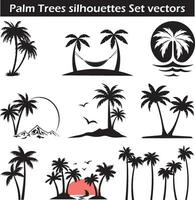 palm trees silhouettes set of palm trees vector silhouette, Palm trees on the beach