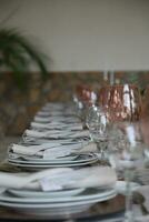 Details of a catering service of a wedding table set up photo