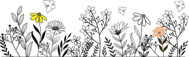 Vector doodle wild floral design elements illustration for your text here.