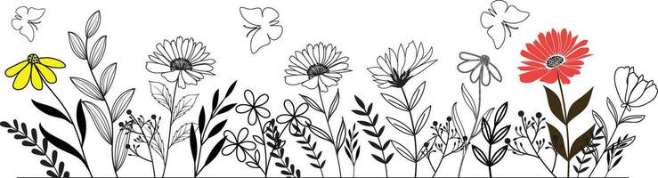 Vector doodle wild floral design elements illustration for your text here.