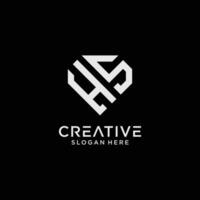 Creative style hs letter logo design template with diamond shape icon vector