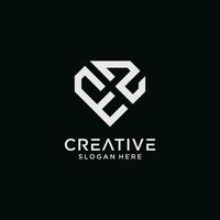 Creative style ez letter logo design template with diamond shape icon vector