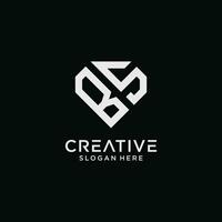 Creative style bs letter logo design template with diamond shape icon vector