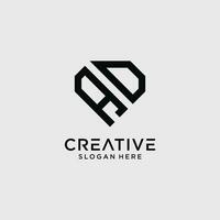 Creative style ad letter logo design template with diamond shape icon vector