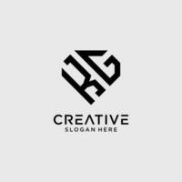 Creative style kg letter logo design template with diamond shape icon vector