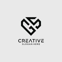 Creative style gs letter logo design template with diamond shape icon vector