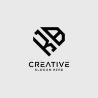 creativo estilo kb letra logo diseño modelo con diamante forma icono vector