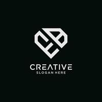 Creative style eb letter logo design template with diamond shape icon vector