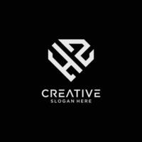 Creative style hz letter logo design template with diamond shape icon vector