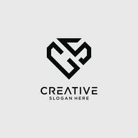 Creative style cs letter logo design template with diamond shape icon vector