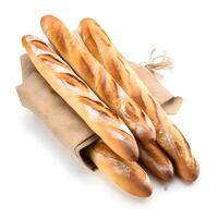 delicious baguette France, white background photo