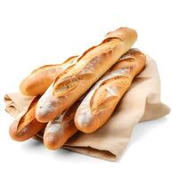 delicious baguette France, white background photo