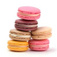 set of macarons white background photo