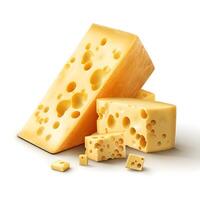 set of cheeses with white background AI Generative photo