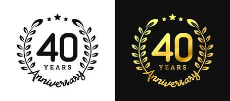 Anniversary 40 gold numbers. Minimalist design template, modern, elegant celebrating anniversary event. label, vector, sign, illustration, banner, symbol, icon, design, sticker, tag, badge, element vector