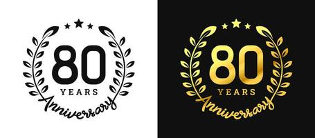 aniversario 80 oro números. minimalista diseño plantilla, moderno, elegante celebrando aniversario evento. etiqueta, vector, firmar, ilustración, bandera, símbolo, icono, diseño, pegatina, etiqueta, insignia, elemento vector