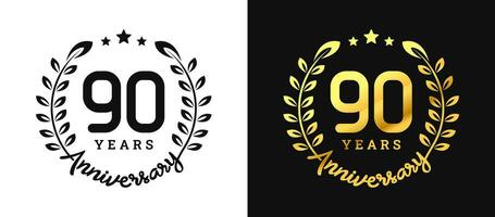 Anniversary 90 gold numbers. Minimalist design template, modern, elegant celebrating anniversary event. label, vector, sign, illustration, banner, symbol, icon, design, sticker, tag, badge, element vector