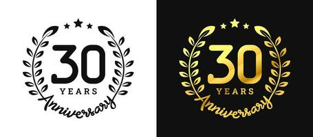 Anniversary 30 gold numbers. Minimalist design template, modern, elegant celebrating anniversary event. label, vector, sign, illustration, banner, symbol, icon, design, sticker, tag, badge, element vector