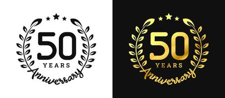 Anniversary 50 gold numbers. Minimalist design template, modern, elegant celebrating anniversary event. label, vector, sign, illustration, banner, symbol, icon, design, sticker, tag, badge, element vector