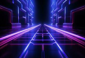Ai Generative Neon illuminated futuristic backdrop realistic image, ultra hd, high design very detailed photo