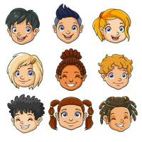 Cartoon set of children's heads vector