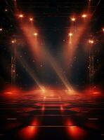 Ai generative Backdrop With Illumination Of Red Spotlights For Flyers realistic image ultra hd high design photo