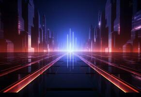 Ai Generative Neon illuminated futuristic backdrop realistic image, ultra hd, high design very detailed photo