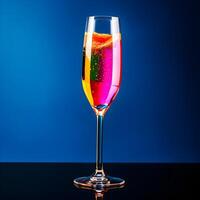 glass of champagne colorful minimalism AI Generative photo