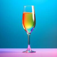 glass of champagne colorful minimalism AI Generative photo