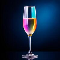 glass of champagne colorful minimalism AI Generative photo