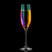 glass of champagne colorful minimalism AI Generative photo