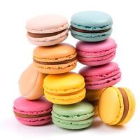 set of macarons white background photo