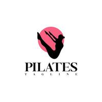 pilates entrenador mujer silueta creativo vector logo diseño