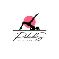 pilates entrenador mujer silueta creativo vector logo diseño